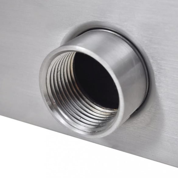 Négyszögletes rozsdamentes acél medence szökőkút LED fényekkel 30 cm