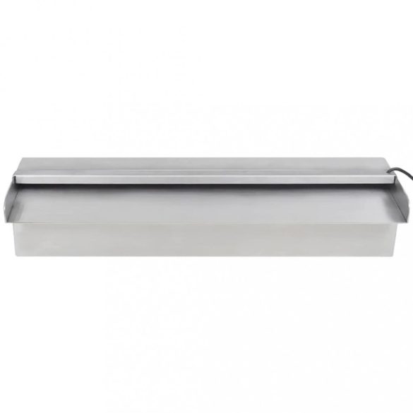 Négyszögletes rozsdamentes acél medence szökőkút LED fényekkel 45 cm