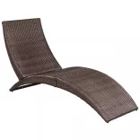 barna összecsukható polyrattan napozóágy párnával
