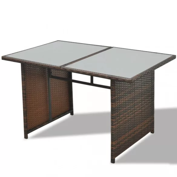 10-részes barna polyrattan kerti bútorszett párnákkal