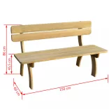 impregnált fenyőfa kerti pad 150 cm