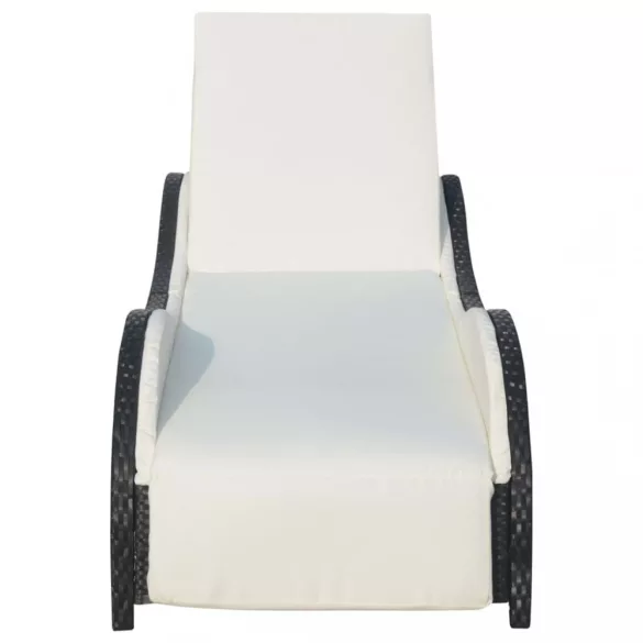 fekete polyrattan napozóágy párnával