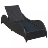 fekete polyrattan napozóágy párnával