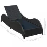 fekete polyrattan napozóágy párnával