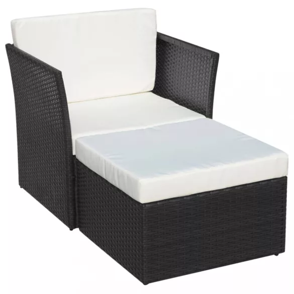 fekete kerti polyrattan szék zsámollyal