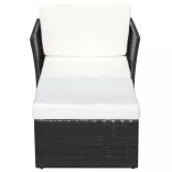 fekete kerti polyrattan szék zsámollyal