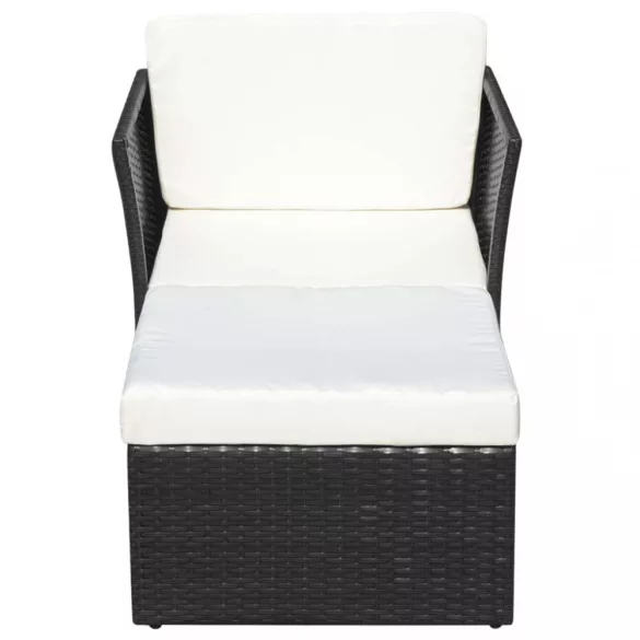 fekete kerti polyrattan szék zsámollyal