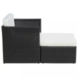 fekete kerti polyrattan szék zsámollyal