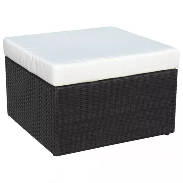 fekete kerti polyrattan szék zsámollyal