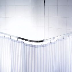   RIDDER univerzális króm sarok zuhanyfüggöny rúd kampókkal