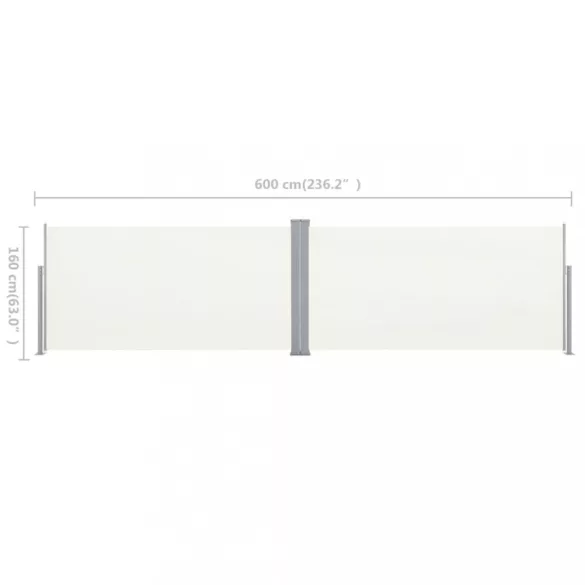 összecsukható oldalsó napellenző 160x600 cm krém
