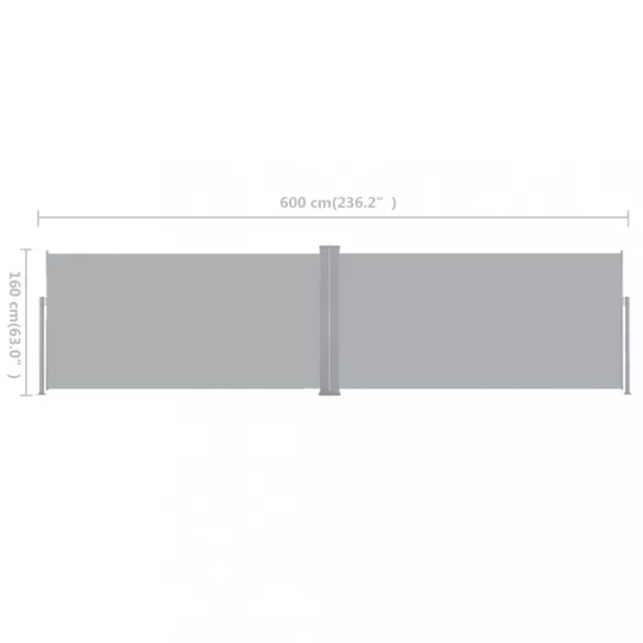 összecsukható oldalsó napellenző 160x600 cm szürke
