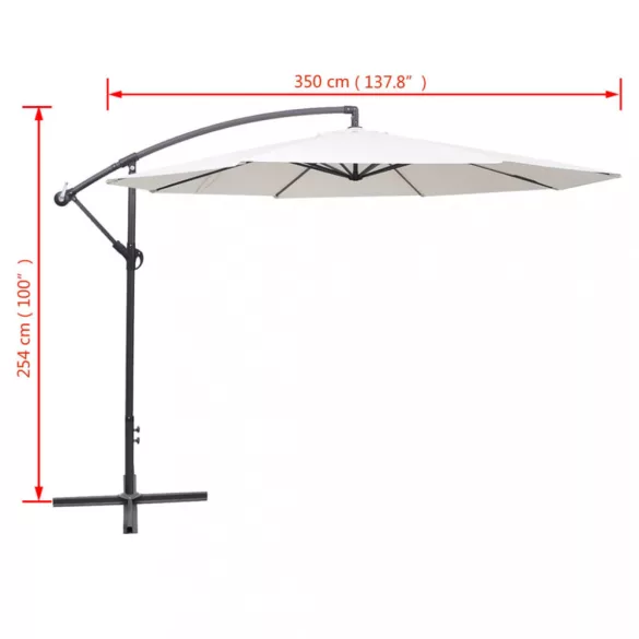 homokfehér konzolos kerti napernyő 3,5 m