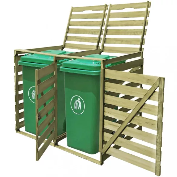 impregnált fa dupla kukatároló gurítható szemetes kukákhoz 240L