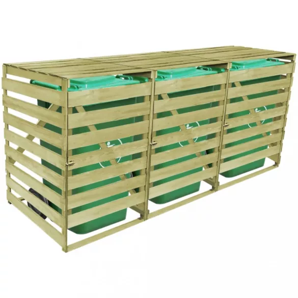 impregnált fa tripla kukatároló gurítható szemetes kukához 240L