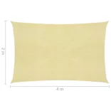 2x4 m Bézs négyszögletű HDPE napernyő