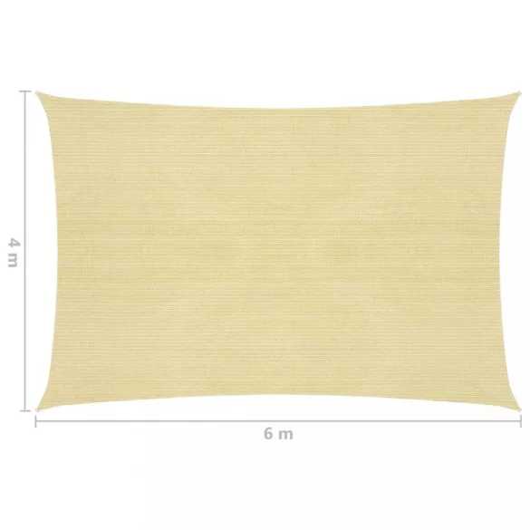 HDPE szögletes napvitorla 4x6 m bézs