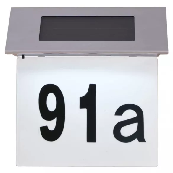 napelemes rozsdamentes acél házszám kivilágító