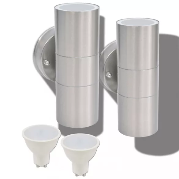 2db fel/lefelé világító rozsdamentes acél kültéri LED falilámpa