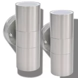 2db fel/lefelé világító rozsdamentes acél kültéri LED falilámpa