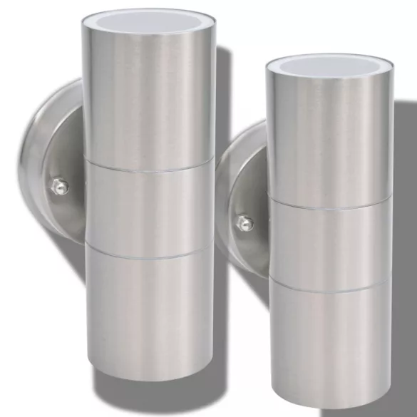 2db fel/lefelé világító rozsdamentes acél kültéri LED falilámpa