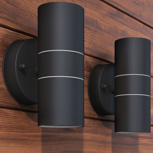 2db fel/lefelé világító rozsdamentes acél kültéri LED falilámpa