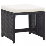 11-részes fekete polyrattan kültéri étkezőszett párnákkal