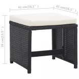 11-részes fekete polyrattan kültéri étkezőszett párnákkal