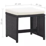 13-részes fekete polyrattan kültéri étkezőszett párnákkal