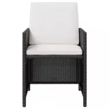 9 darabos fekete kültéri polyrattan és akácfa étkezőszett