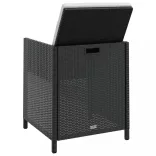 9 darabos fekete kültéri polyrattan és akácfa étkezőszett