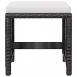 9 darabos fekete kültéri polyrattan és akácfa étkezőszett