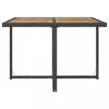 9 darabos fekete kültéri polyrattan és akácfa étkezőszett