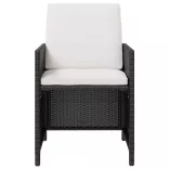 11 darabos fekete kültéri polyrattan és akácfa étkezőszett