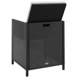 11 darabos fekete kültéri polyrattan és akácfa étkezőszett