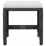 11 darabos fekete kültéri polyrattan és akácfa étkezőszett