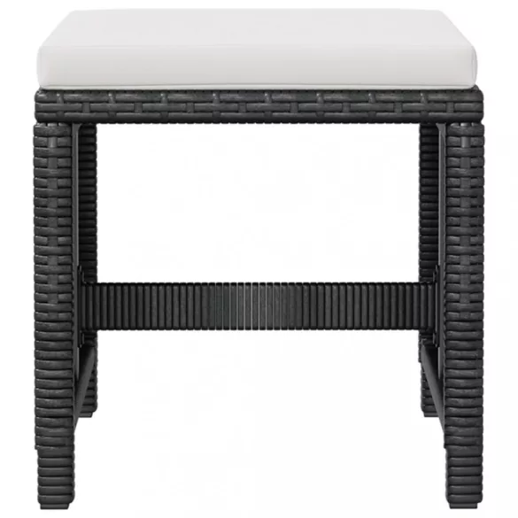 11 darabos fekete kültéri polyrattan és akácfa étkezőszett