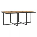 11 darabos fekete kültéri polyrattan és akácfa étkezőszett