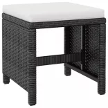 13 darabos fekete kültéri polyrattan és akácfa étkezőszett
