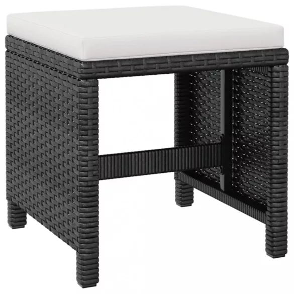 13 darabos fekete kültéri polyrattan és akácfa étkezőszett