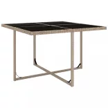 9 részes bézs polyrattan kültéri étkezőszett párnákkal