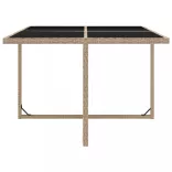 9 részes bézs polyrattan kültéri étkezőszett párnákkal