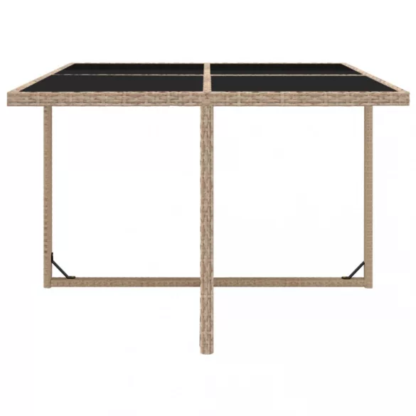 9 részes bézs polyrattan kültéri étkezőszett párnákkal