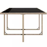 11 részes bézs polyrattan kültéri étkezőszett párnákkal