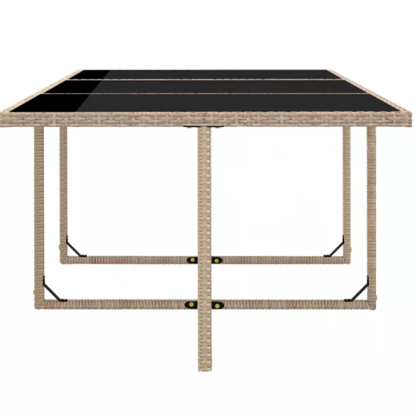 11 részes bézs polyrattan kültéri étkezőszett párnákkal