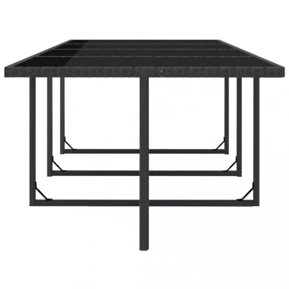 13-részes fekete polyrattan kültéri étkezőszett párnákkal