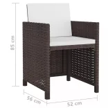 13-részes barna kültéri polyrattan étkezőszett párnákkal