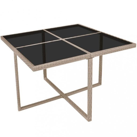 9-részes bézs polyrattan kültéri étkezőszett párnákkal