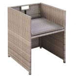 9-részes bézs polyrattan kültéri étkezőszett párnákkal