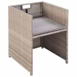 11-részes bézs polyrattan kültéri étkezőszett párnákkal